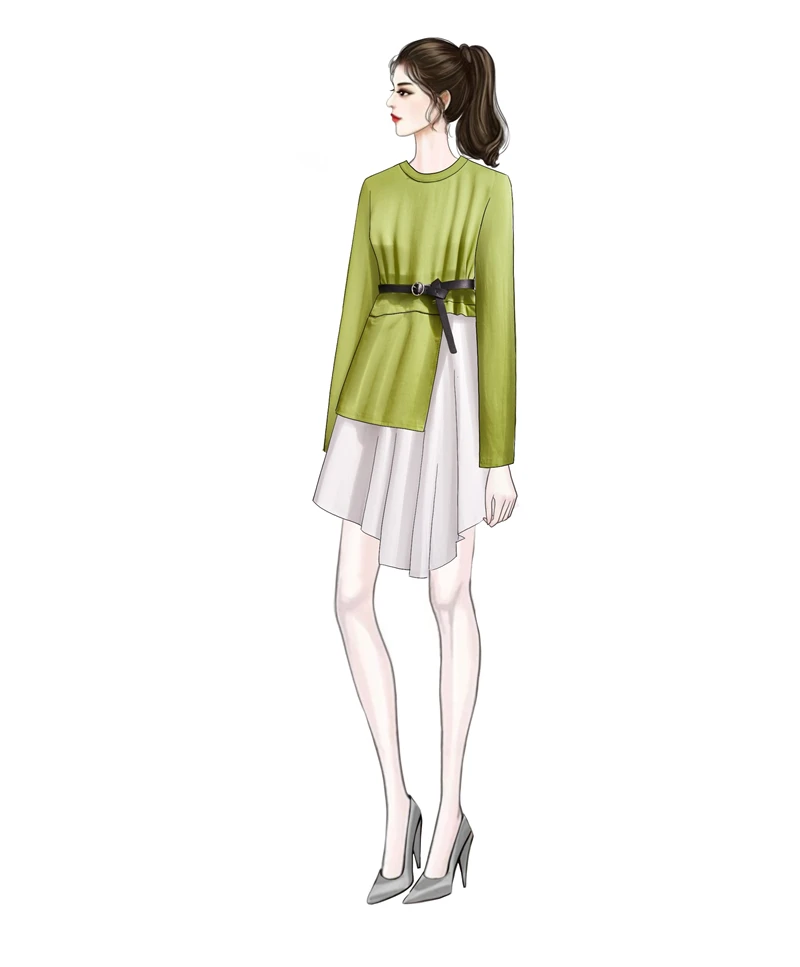 

New Splicing Patchwork Dress Platycodon French Style Love Dresses Fairy Girl Clothes Irregular Fashion Design With Belt Outfit