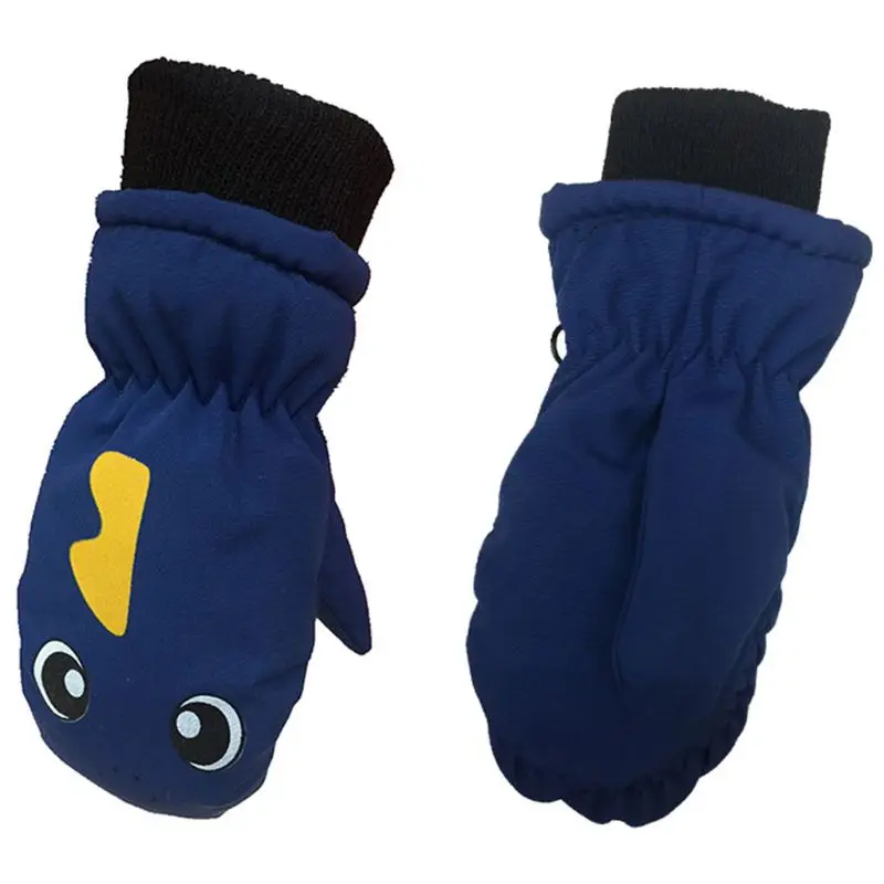 

Toddler Infant Kids Winter Thick Lined Warm Gloves Cartoon Dinosaur Printed Waterproof Windproof Elastic Cuff Mittens 3-5T R58B