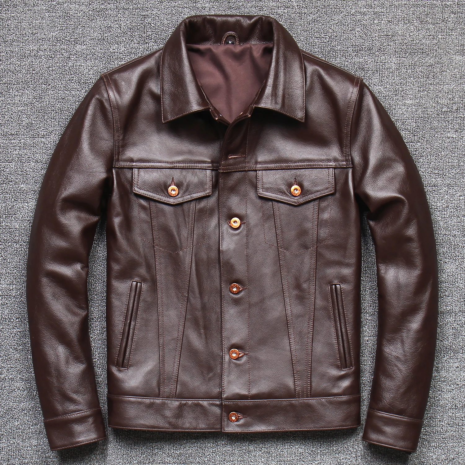 

Новинка весна-осень 2021, модная куртка из натуральной кожи, винтажное пальто из воловьей кожи, мужские приталенные модные байкерские куртки, ...