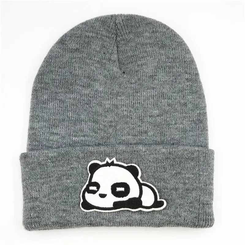 LDSLYJR плотная вязаная шапка из хлопка с вышивкой животных панда зимняя теплая
