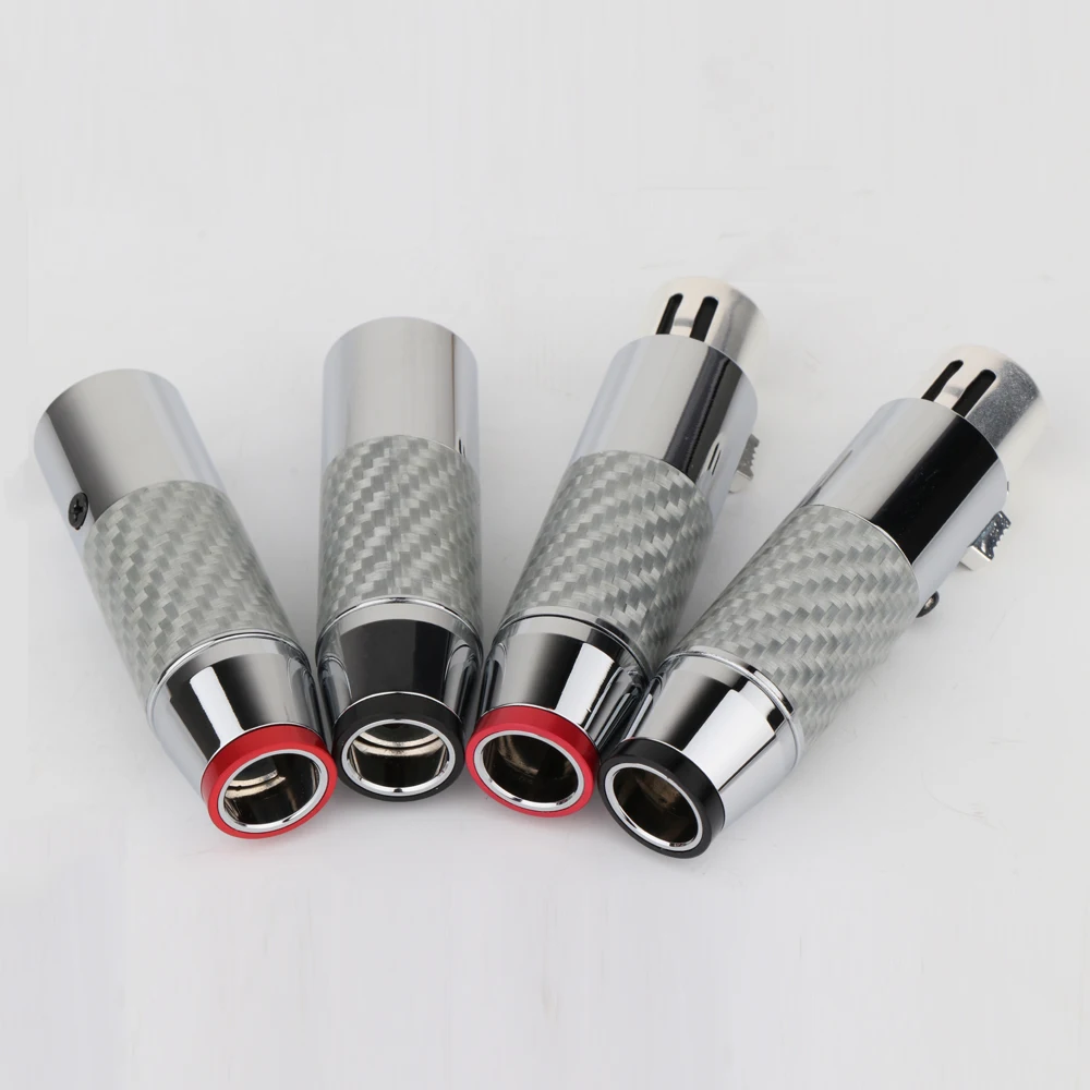 4 шт. Yter из углеродного волокна с серебряным покрытием Соединительный Штепсель XLR