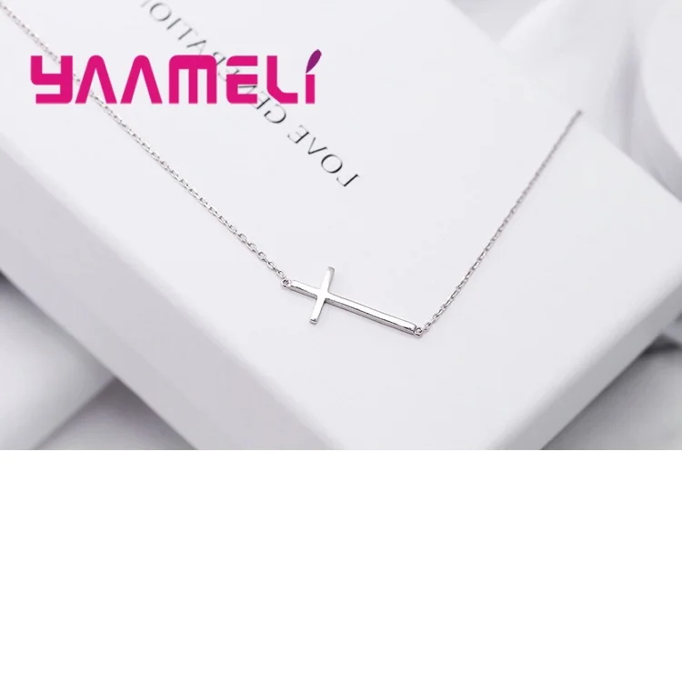 Новое поступление длинный крест Шейное колье с подвеской Femme 925 пробы серебряные