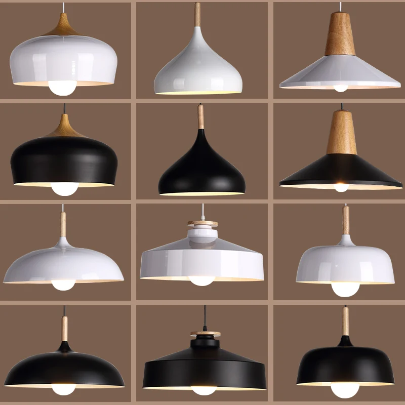 

modern Nordic personality solid wood iron pendant light bar bedroom shop cafe restaurant lamp