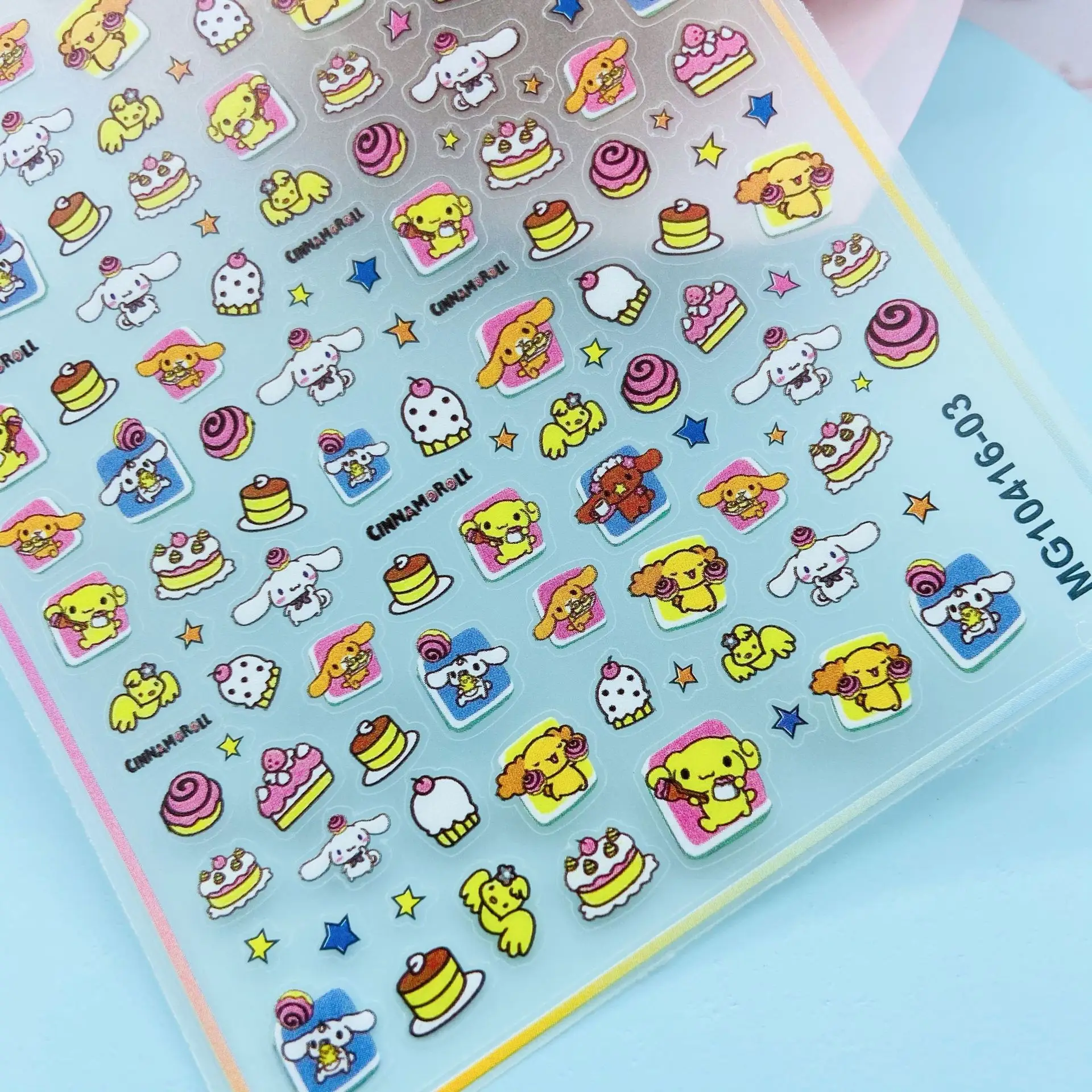 

New Craft Transparent Bottom Nail Art Stickers 3D Nail Art Stickers Cartoon Panda Cake Puppy Nail Art Decoration Stickers