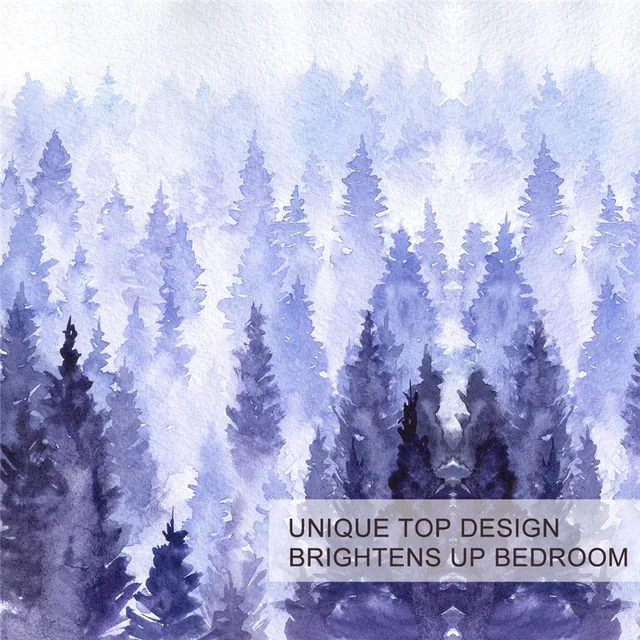 BlessLiving Coniferous Forest Duvet Cover Set Foggy Winter Landscape Bedding Set Bedlinen Watercolor Bed Cover With Pillowcase 3