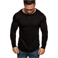 t shirt mens solid color round neck long sleeve splicing leisure sports fitness slim fit mens wear