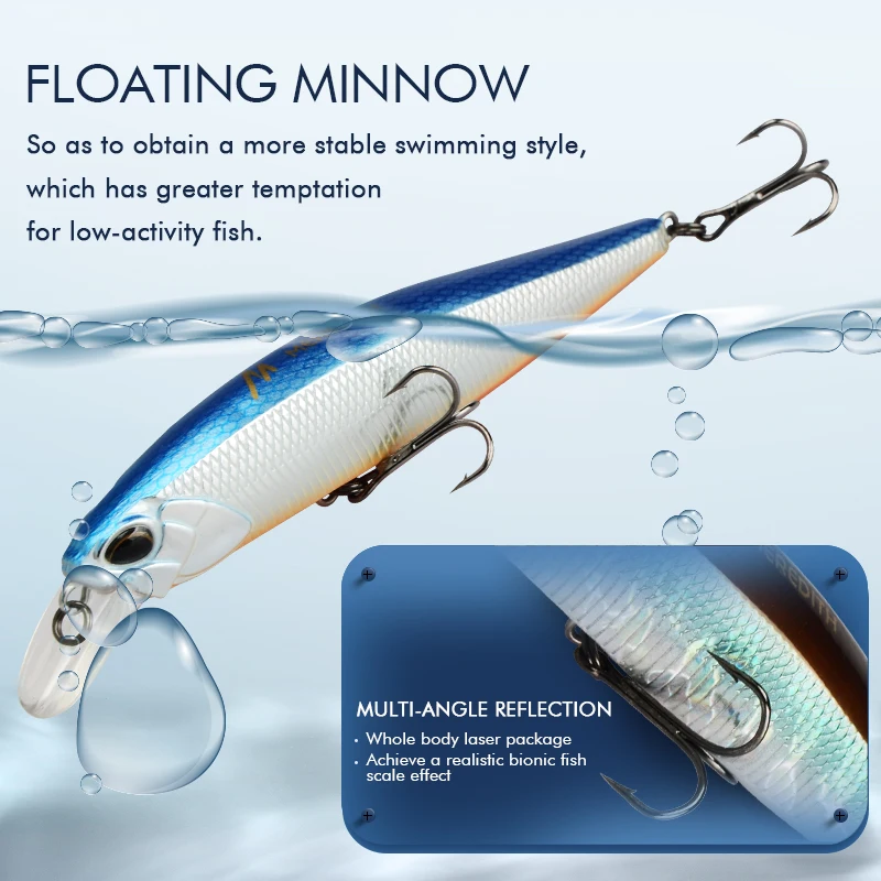

1Pcs Floating Minnow Laser Fishing Lure 11Cm 13.4G Swimbait Wobblers 3D Eyes Hard Lures Fishing Tackle for Outdoor Fishing