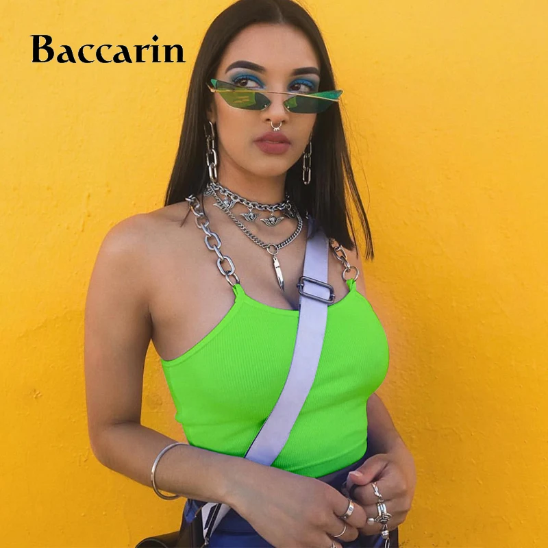 

Baccarin 2020 summer autumn women crop top tops tanks tank top chain streetwear festival punk gothic clothes ladies backless
