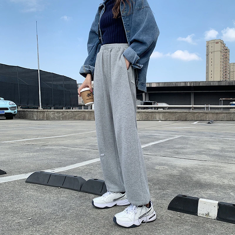 

Pants women's 2021 new guard pants women's drawstring Leggings women's casual straight grey sports pants women's