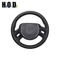 car steering wheel cover for citroen c4 picasso 2007 2008 2009 2010 2011 2012 2013 diy hand stitch black microfiber leather
