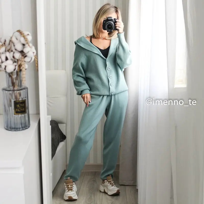 GIGOGOU/осенний комплект из 2 предметов женский кардиган свитер спортивные костюмы