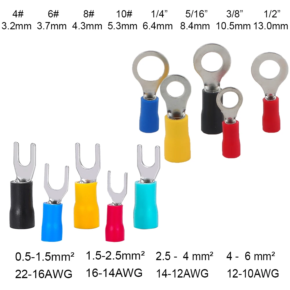 60 шт. кольцевые обжимные разъем для клемм проводов кабеля электрической вилки