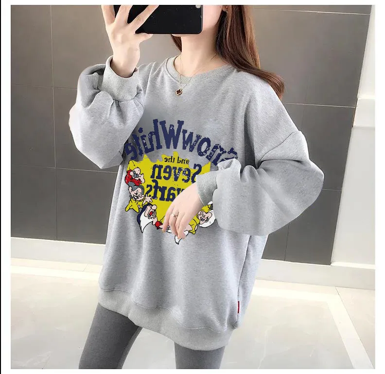 

A generation of Autumn/winter dress Korean ultra-soft Neri plus thick round collar cartoon print large size women's clothing
