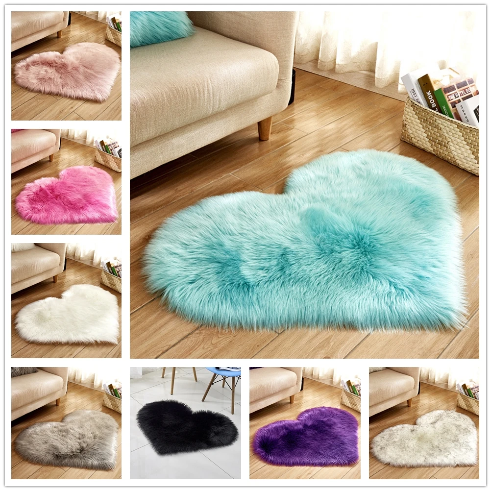 

Plush Heart Shaped Carpet Non-Slip Mat Fluffy Rug Floor Mat Blanket Sofa Cushion Foot Pad Carpets for Living Room Home Decor
