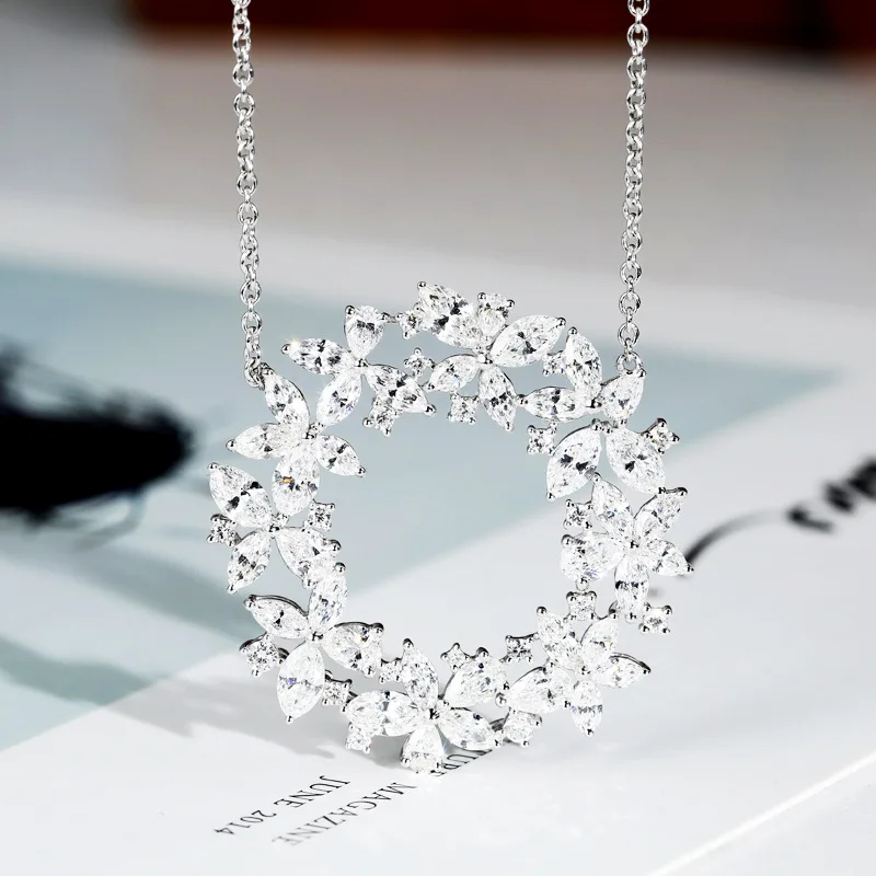 

Elegant Silver Plate Shining Stackable Star Round Shape Pendants Necklaces Women Wedding Jewelry Collar