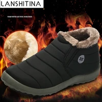 lanshitina womens winter snow boots large size 48 plush warm fur shoes slip on sturdy sole ankle boots solid shoes woman 2020