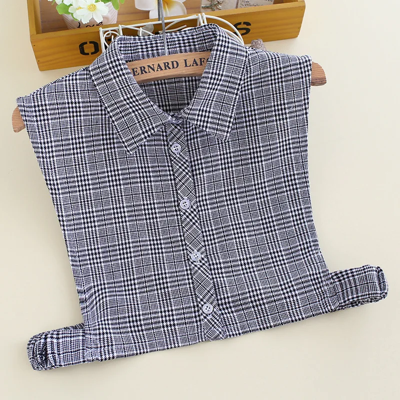 

Adult False Collar Plaid Fake Collar for Women Detachable Collars Removable Half Shirt Blouse Female Faux Col Ties Decor