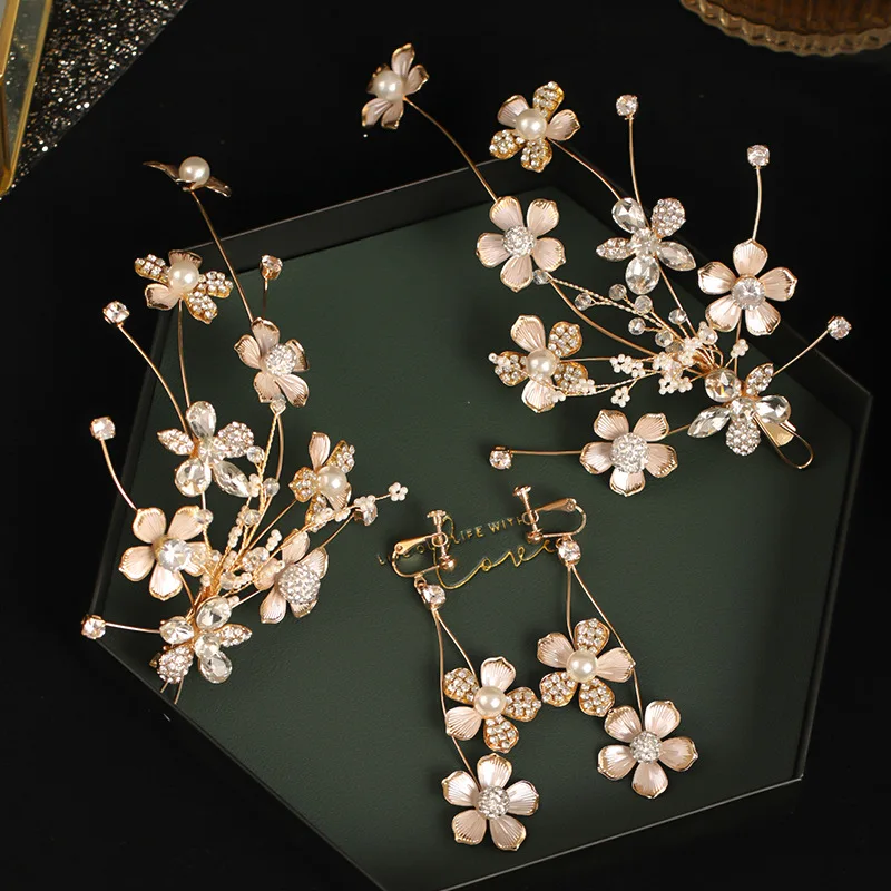 Luxcury модный набор ручной работы с золотыми листьями и цветами кристаллами