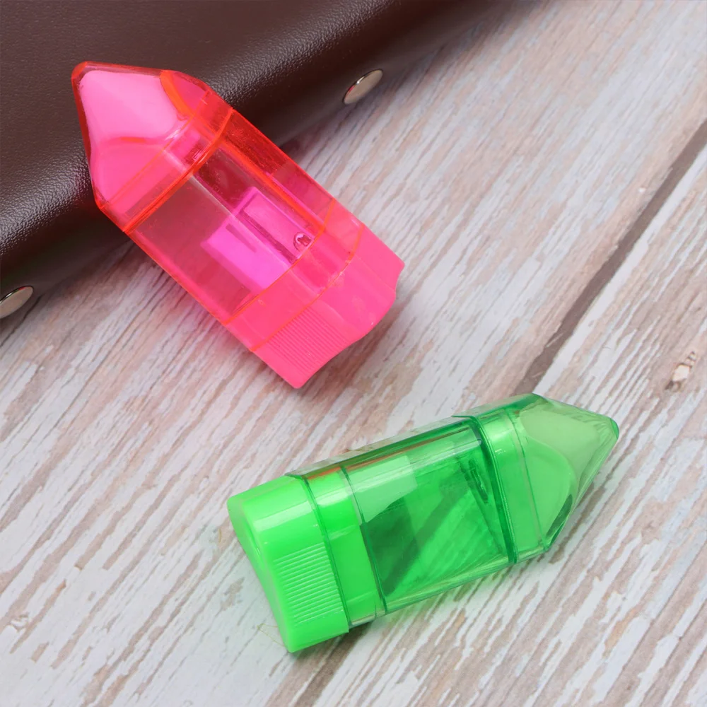 

12PCS Sharpener Pencil Sharpener Handheld Sharpener with Eraser Stationery Supplies for Kids Children Students (Random