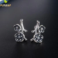 925 sterling silver retro plum flower earrings for women vintage jewelry do the old lady girl valentines day gift