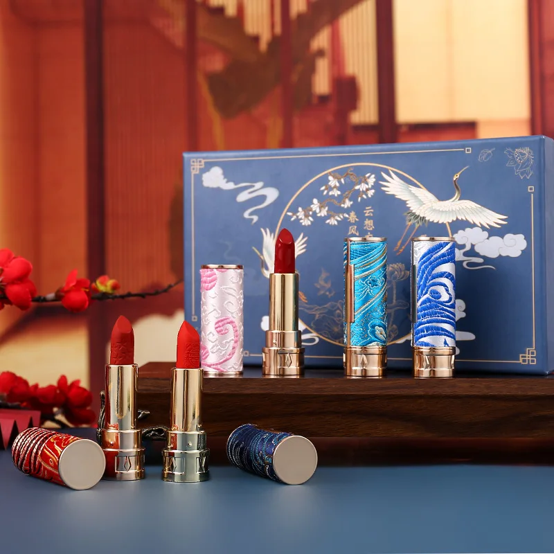 3.5g Chinese Style Carved Embroidery Lipstick Set Gift Box Chinese Style Lipstick Limited Edition Makeup queen forever limited edition box set