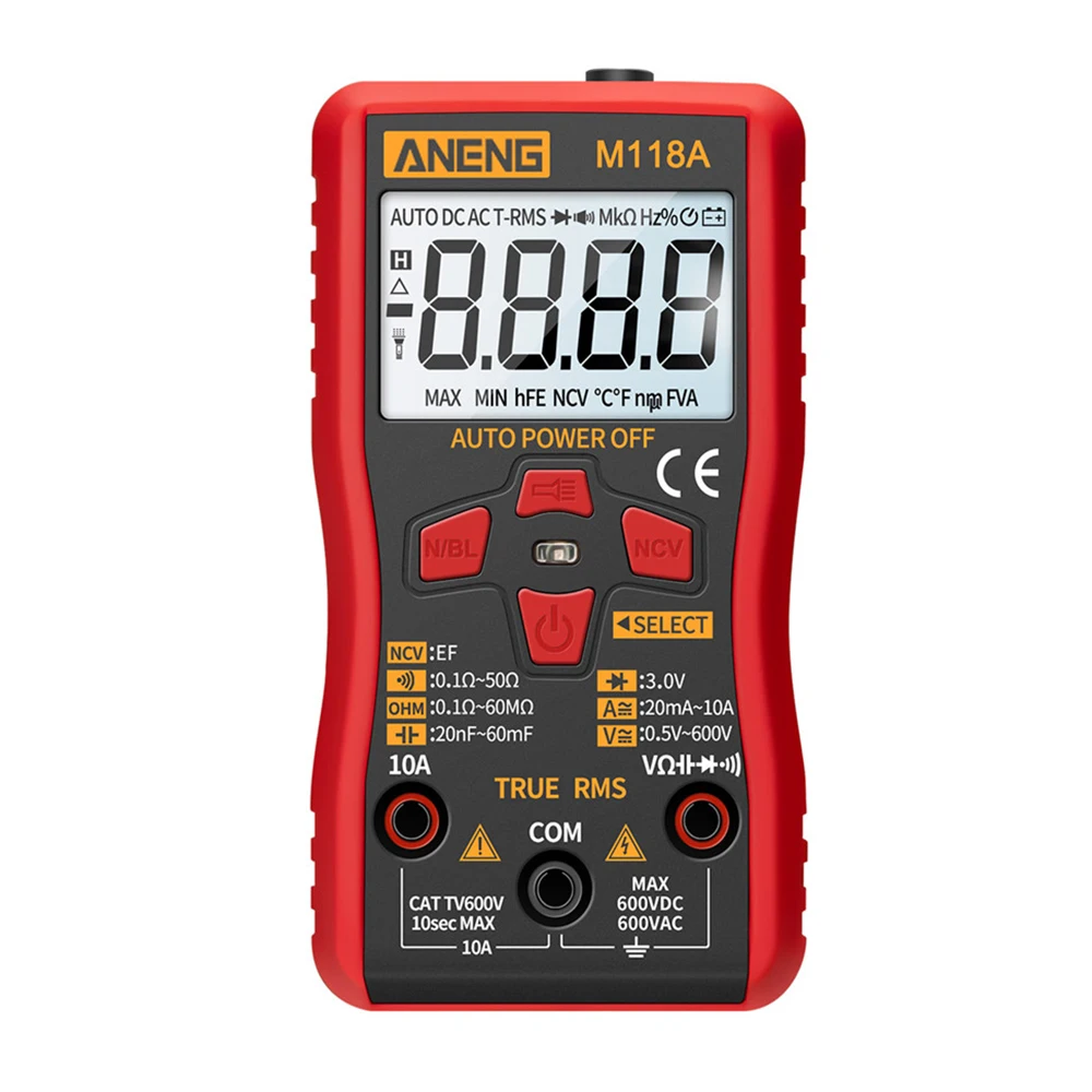 

Цифровой мультиметр M118A, миниатюрный мультиметр с автоматическим выбором диапазона истинное среднеквадратичное значение, амперметр с функ...