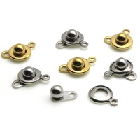 10pcs stainless steel gold plated round buttons clasps hooks for necklace bracelet chain connector diy jewelry making findings