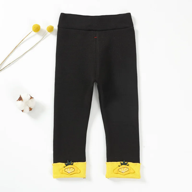 Winter Baby Warm Leggings For Children 0-4T Pants Kids Thicken Warm Elastic Waist Cotton Leggings Girls Pants Trousers - Цвет: pineapple balck