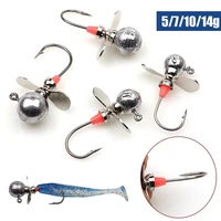 3pcs propeller hook lead head single fishhook fishing jig bait hooks for soft lure pesca fish tackle accessories 5g7g10g14g