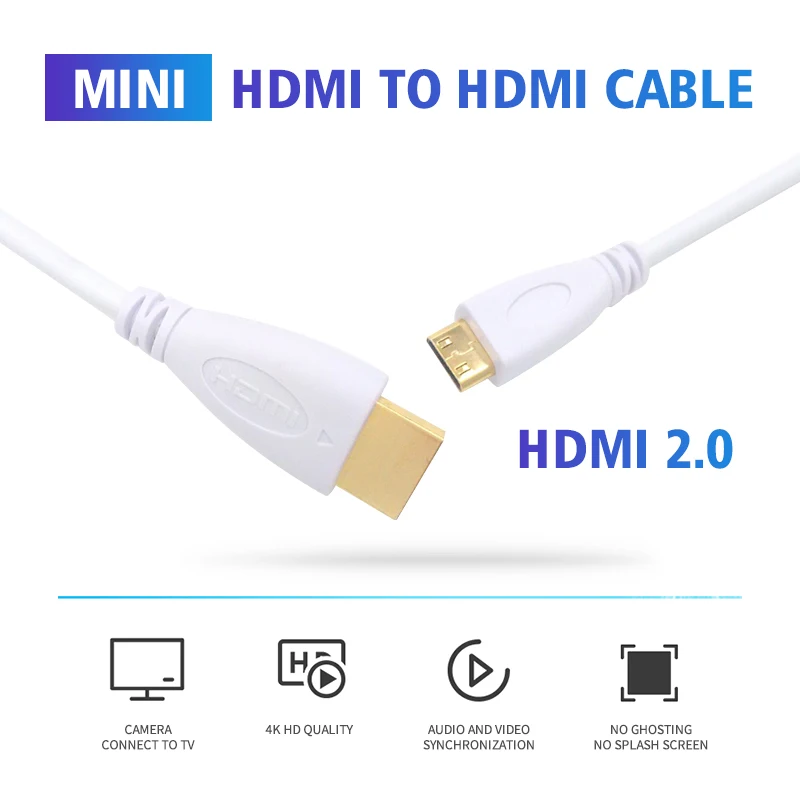

MiniHDMI To HDMI-compatible 2.0 Standards 18gbps Bandwidth For Multimedia Speaker Tv Box 1.4v 30cm 50cm 1m 1.5m 2m 3m 5m White