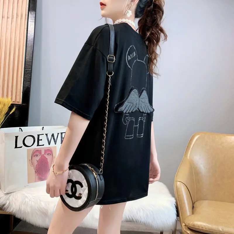 

Cotton large size care machine fashionable short sleeve T-shirt women's summer 2021 new small group age reduction shirt