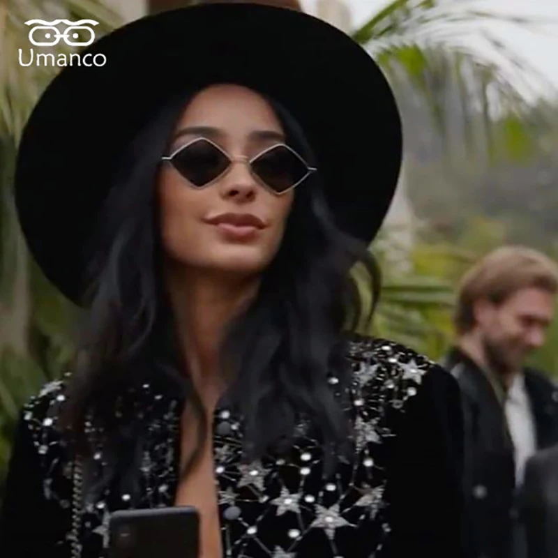 Umanco 2019 Хит трендовые стимпанк Алмазная форма солнцезащитные очки для женщин и