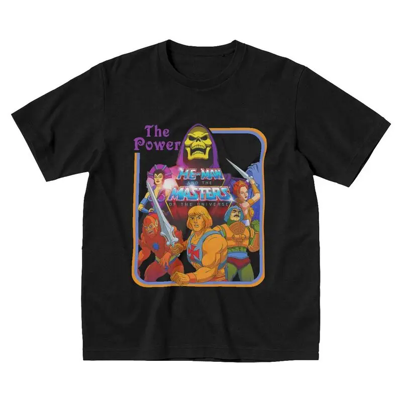 

Великолепная Винтажная Футболка He-Man Masters Of The Universe The Power, Мужская хлопковая футболка с коротким рукавом, футболка с рисунком скелета