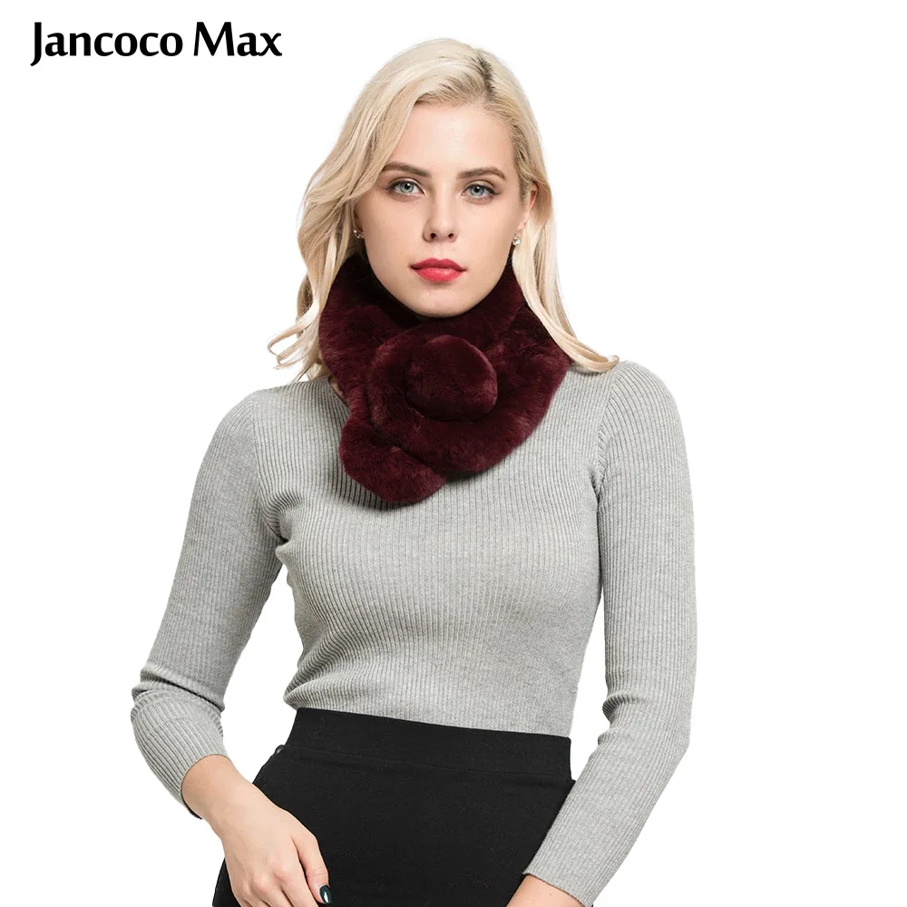 Jancoco Max настоящий шарф из меха кролика Рекс женские модные однотонные Туфли шали