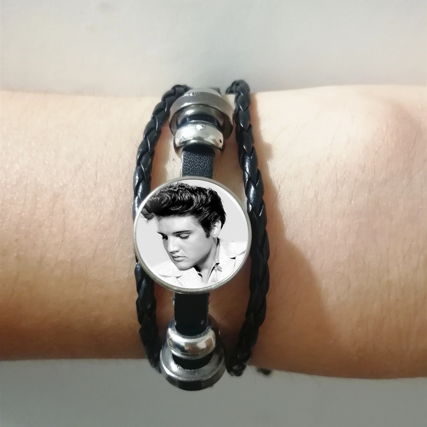 2019 Новая мода популярный Ретро стиль Элвиса веревка кожаный плетеный браслет на