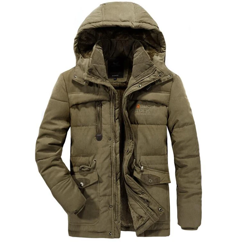 

Winter Thicken Parka Men Windbreaker Plus Velvet Hooded Jacket Mens Outwear Windproof Pockets Overcoat Size 6XL 6XL 8XL Clothes