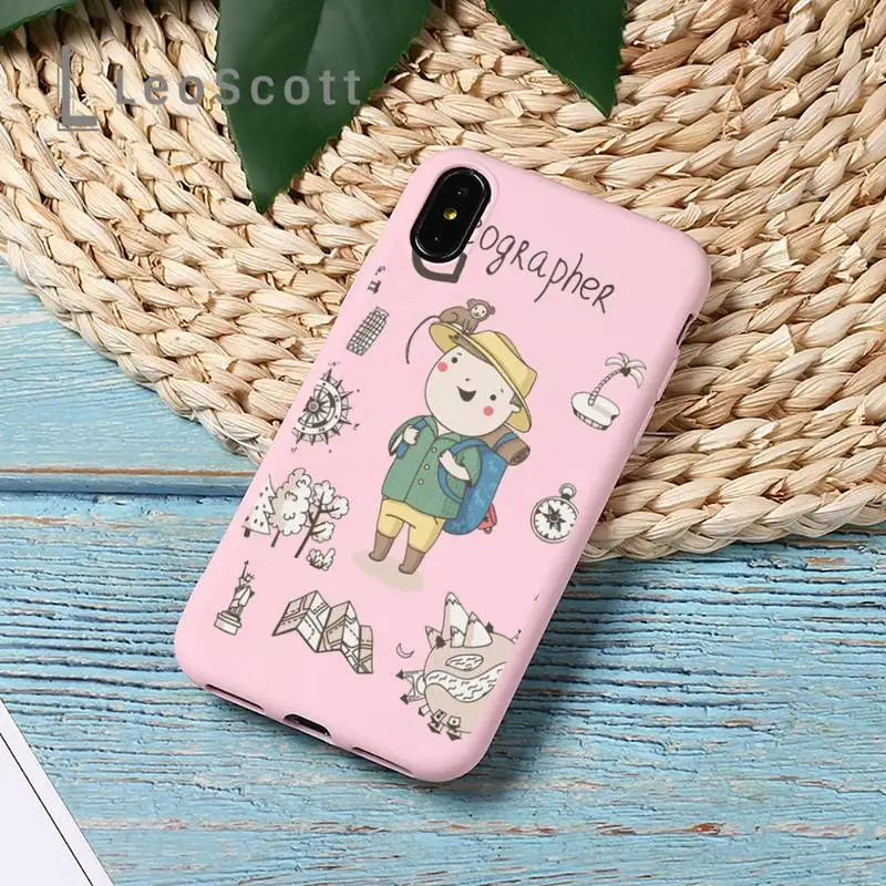

Cartoon Cute Profession Teacher docter Phone Case Candy Color for iPhone 11 12 mini pro XS MAX 8 7 6 6S Plus X 5S SE 2020 XR