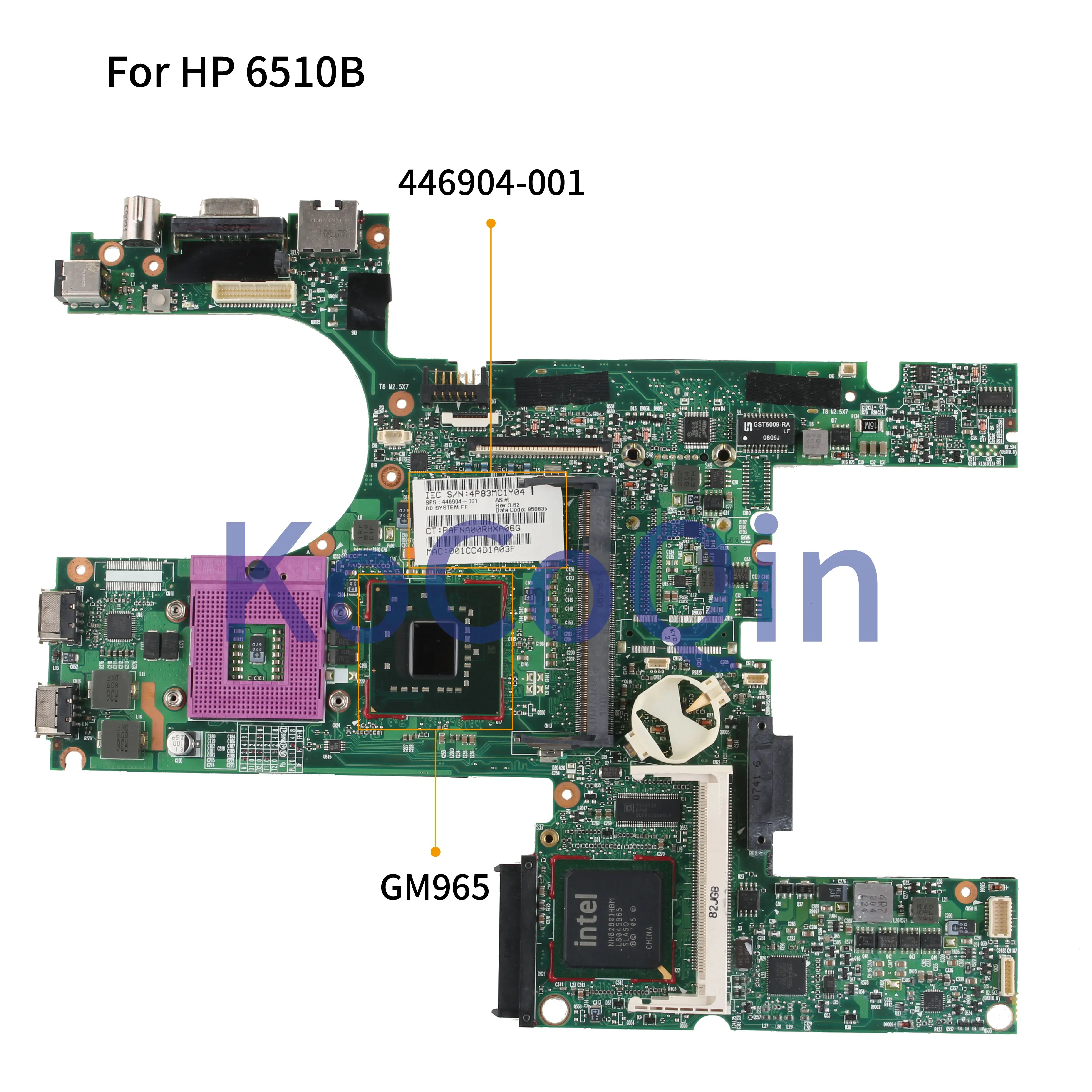 Материнская плата KoCoQin для ноутбука HP Compaq 6510B 6710B материнская 446904-001 446904-501 GM965 DDR2 |