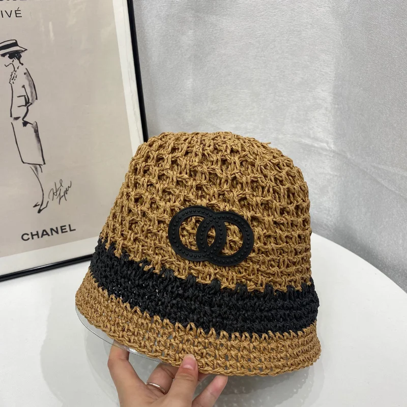 

2021 New Summer Kpop High Quality Panama Style Bucket Hat Women Outdoor Sunscreen Straw Hat Casual Sun Hat