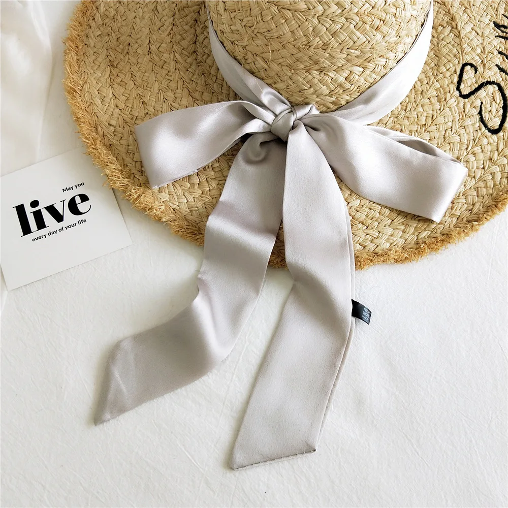 

Women Small Long Scarf 195x5cm Solid Color Chiffon Silk Rubber Red Tie Black Headband Bag Ribbon Headbands Choker