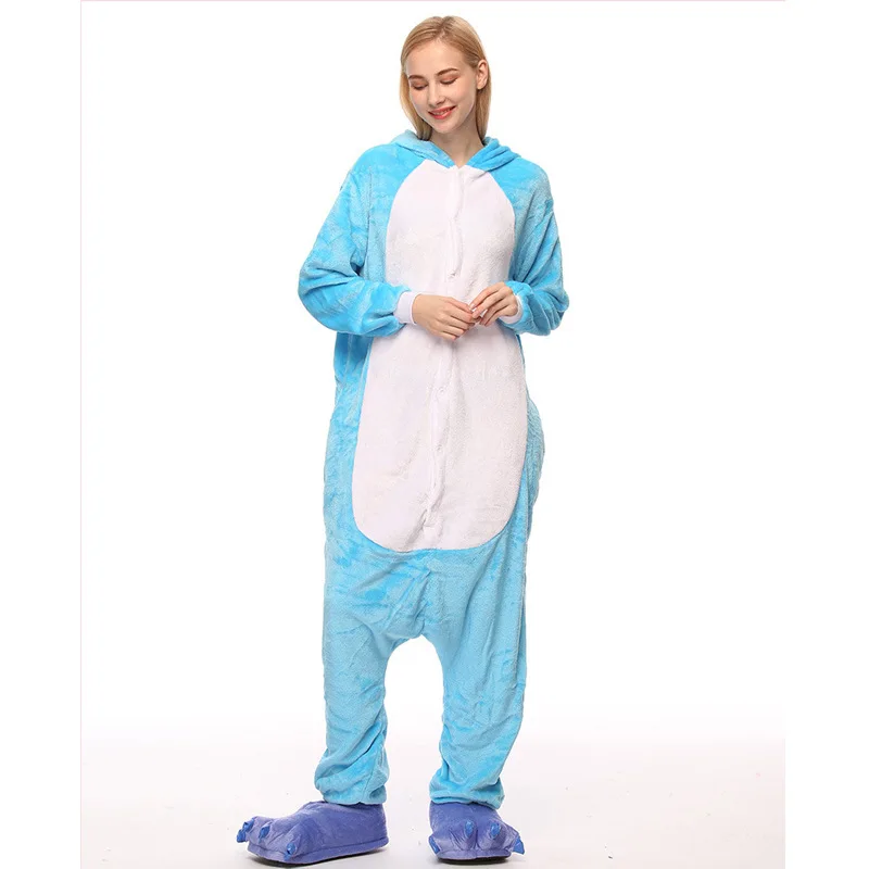 Onesie Pajama for Women Adult Animal Elephant Pajamas Light Blue One-piece Sleepwear Party Jumpsuit Sleepwear Christmas Gift
