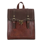 Рюкзак женский кожаный, винтажный, черный, школьный