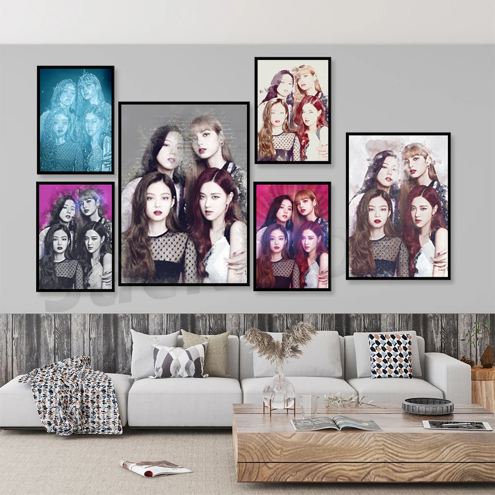 

Hot Beautiful Girl Group Black Pink Home Decor Painting Wall Art HD Print Modern Poster Canvas Cuadros Modular Picture