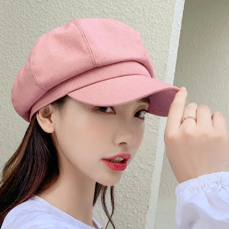 HANGYUNXUANHAO Женская осенне-зимняя Классическая восьмиугольная вязаная шапка модная британская полосатая Кепка для женщин подарок