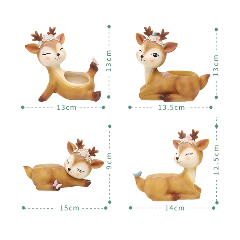 Цветочный горшок с мультяшным оленем украшение для рабочего стола симпатичный