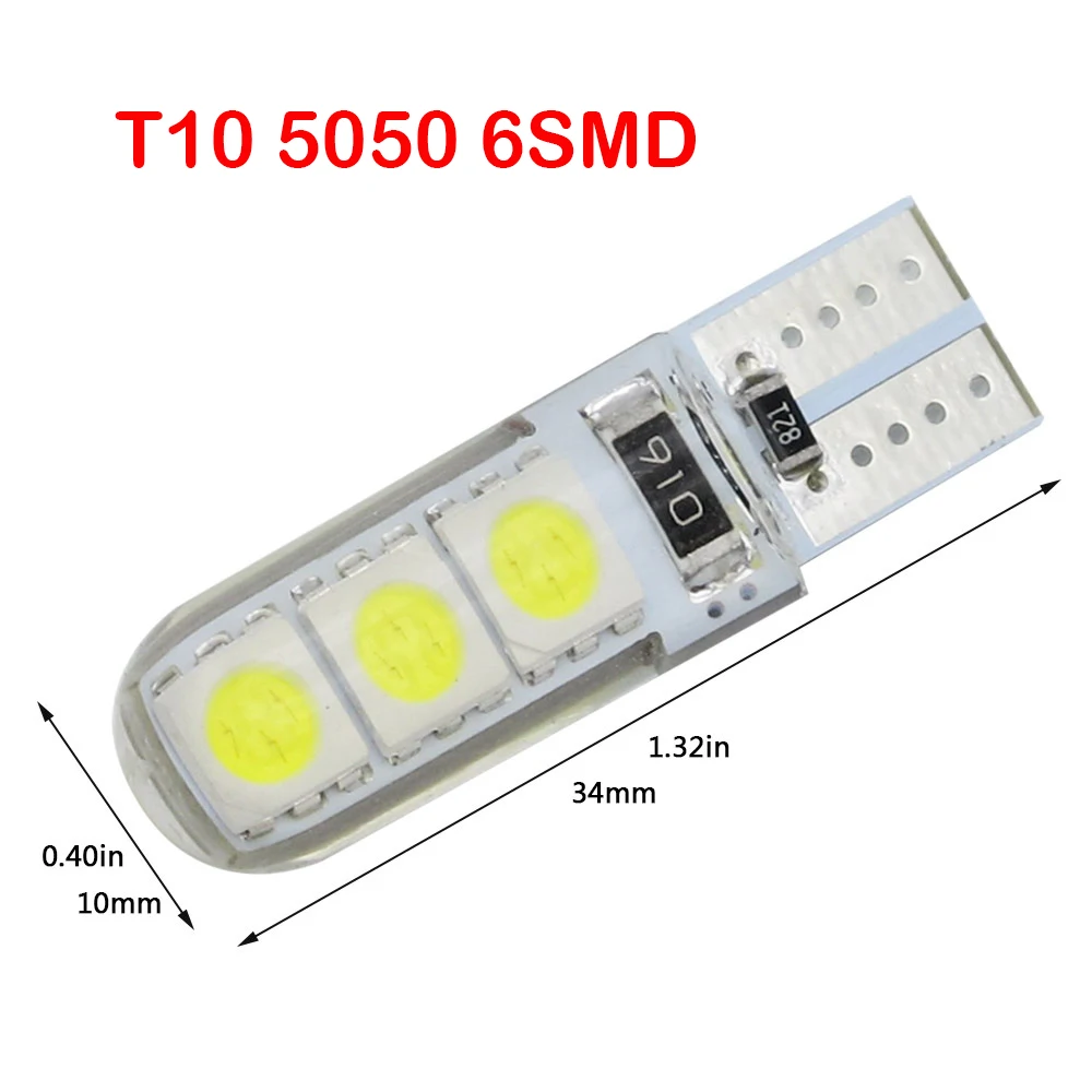 

T10 W5W 6SMD Car LED Bulb Turn Signal Light Auto Interior Dome Reading Light License Plate Wedge Side Super Bright White 12V