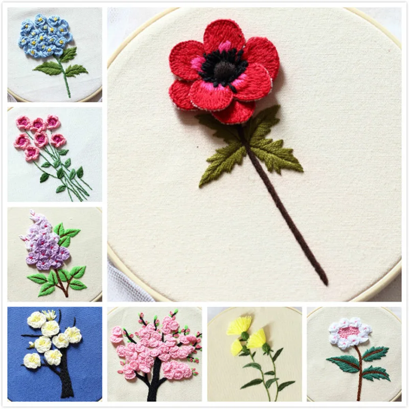 С цветочным принтом DIY Набор для вышивания обруч Рукоделие вышивки крестом игла