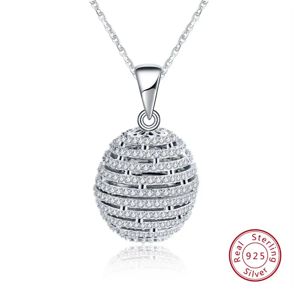 ORSA JEWELS Высокое качество модное круглое 925 пробы Серебряное ожерелье и кулон AAA CZ ожерелье s с 45 см цепочкой SN74 - Цвет камня: Silver Color