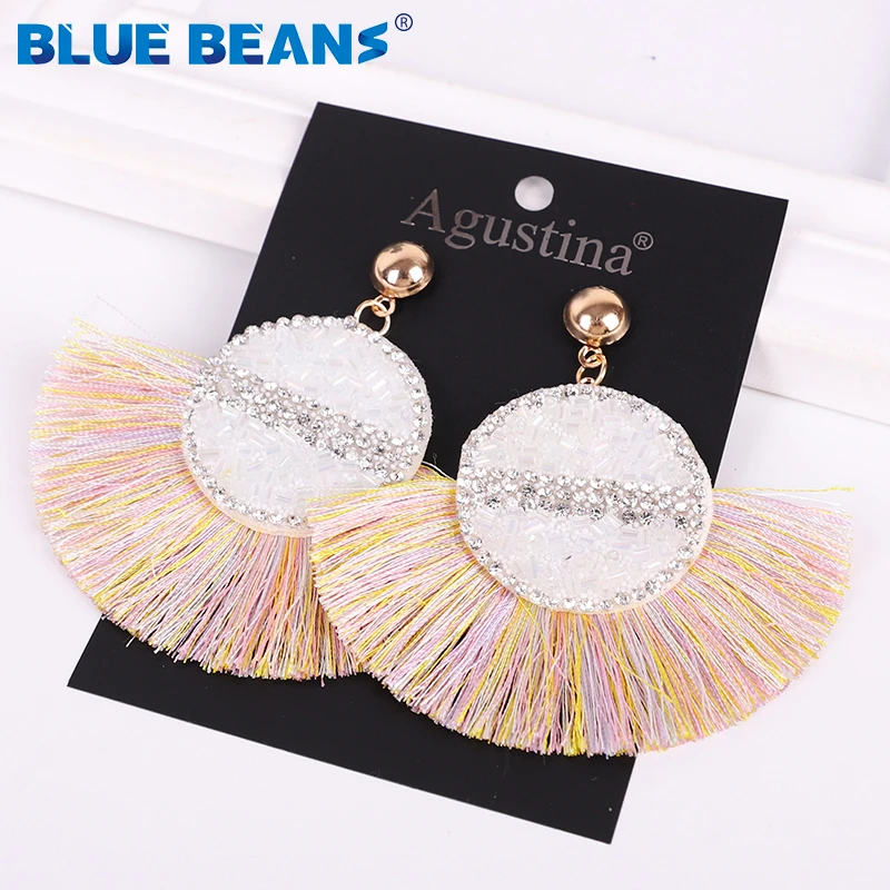 Женские Геометрические серьги с бахромой Висячие длинные висячие кристаллами