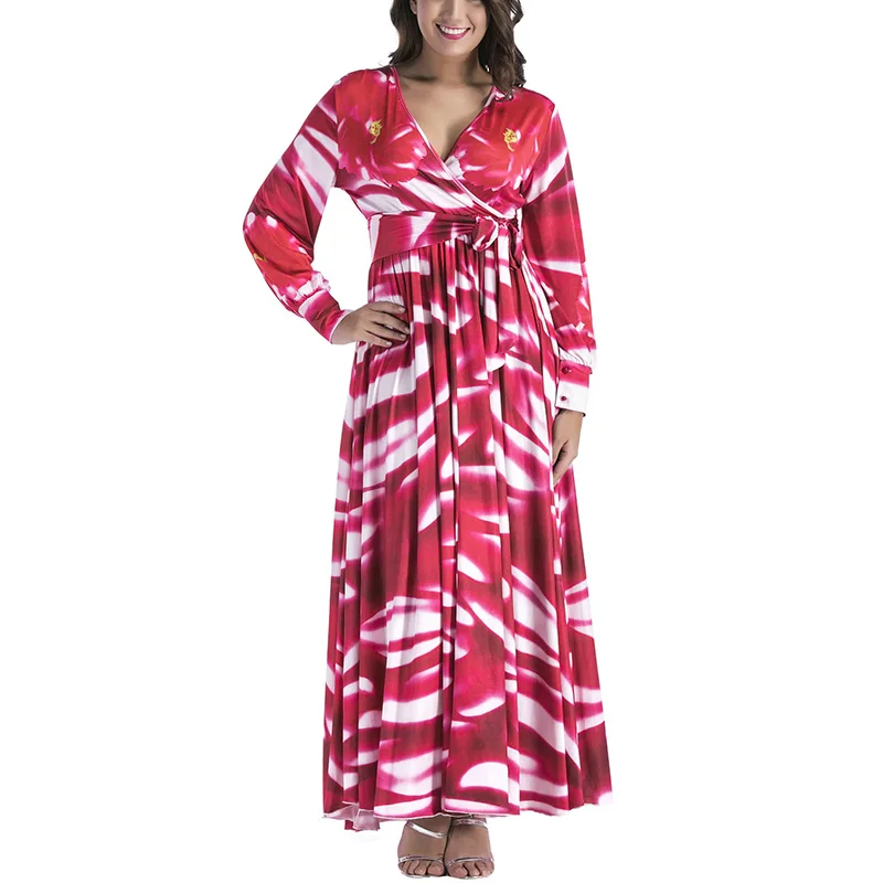 Высококачественное длинное плиссированное платье с цветочным принтом Vestidos